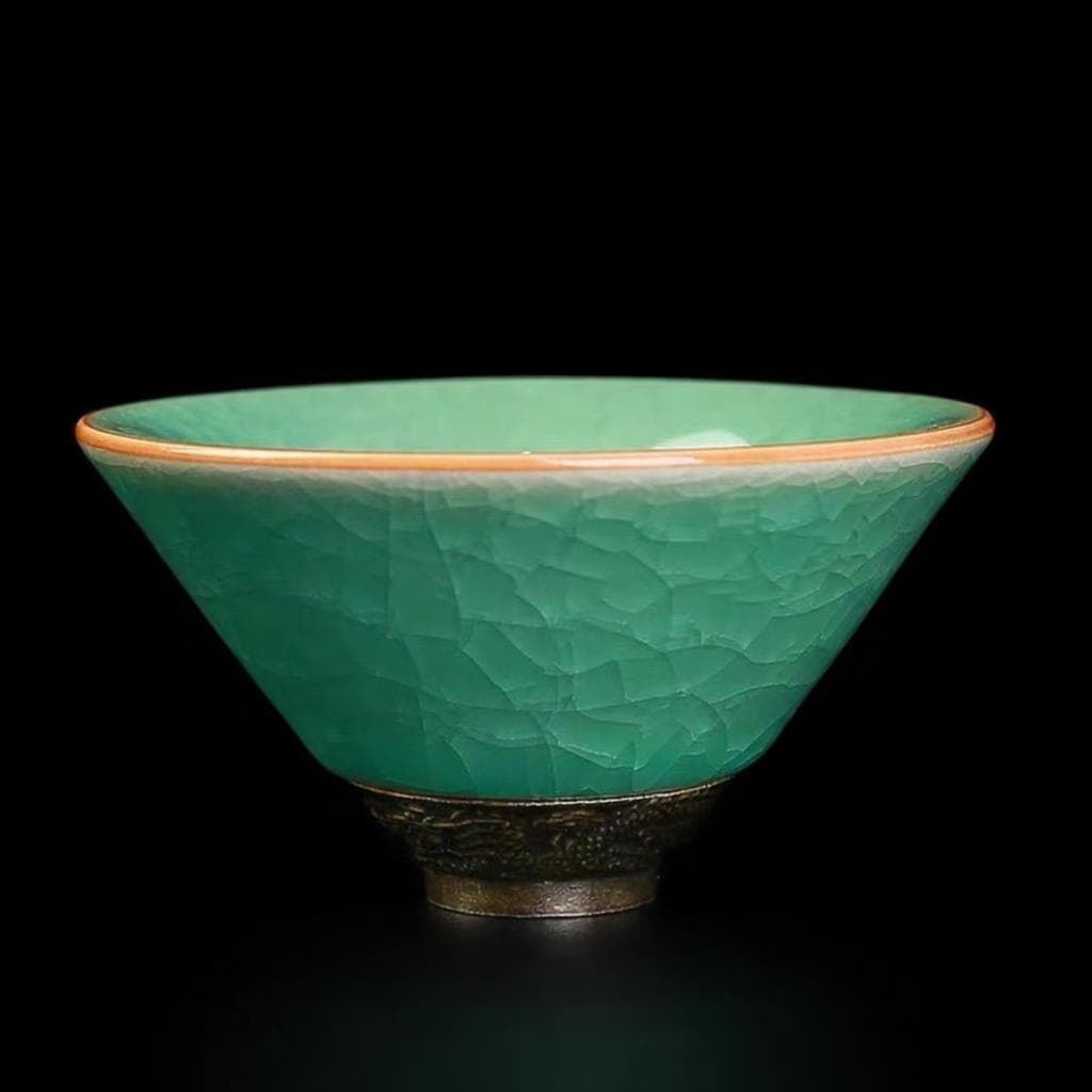 Crackle Glaze Collection Ru Kiln Conical Cup · Green
