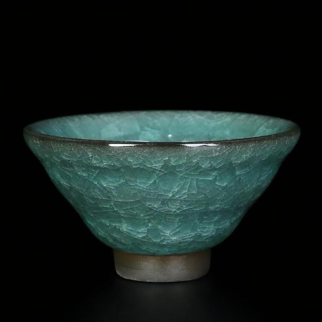 Crackle Glaze Collection Blue Rose Ice Blossom Conical Cup